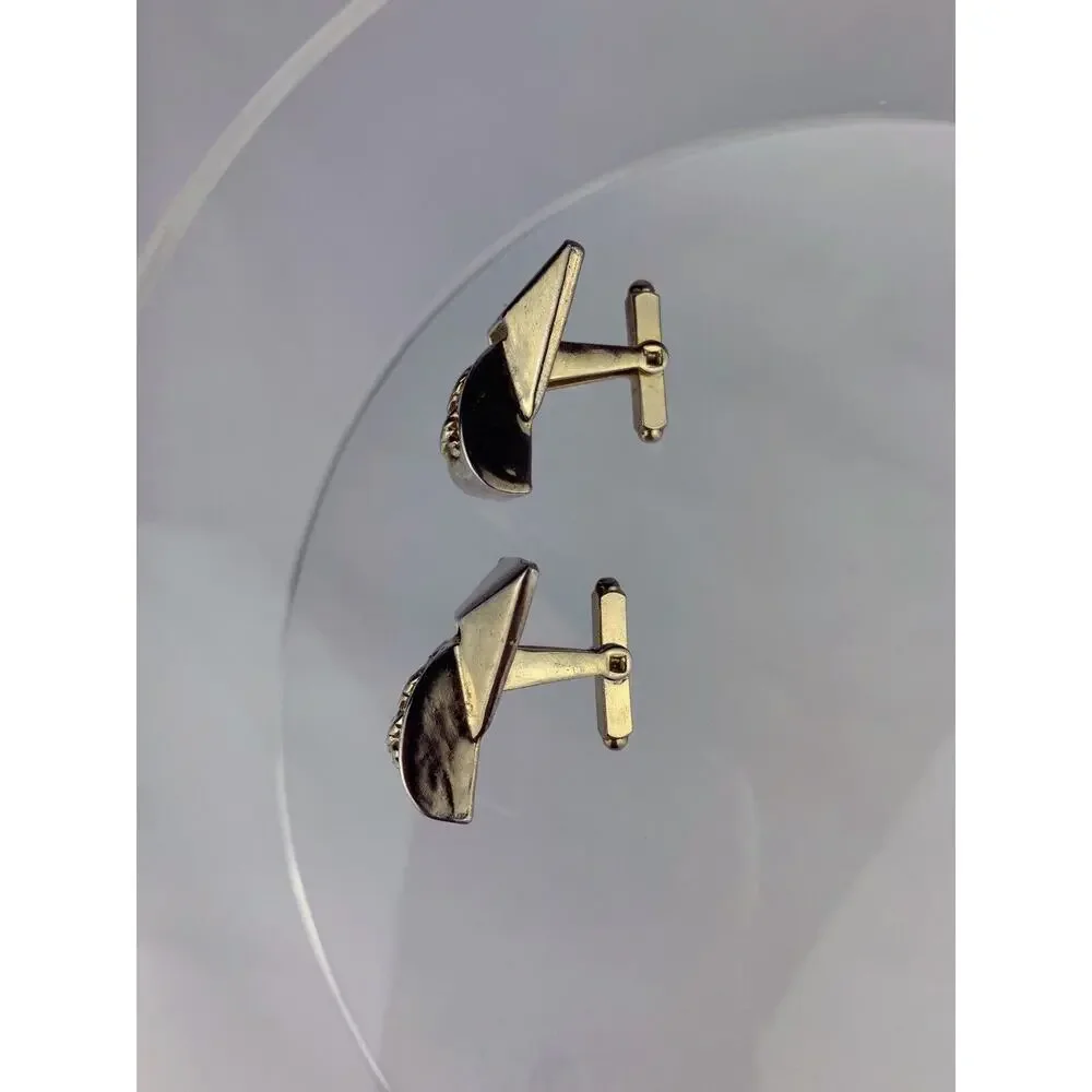 Retro 1980’s Style Geometric Gold Tone Cufflinks Flashy Funky Statement VTG N1